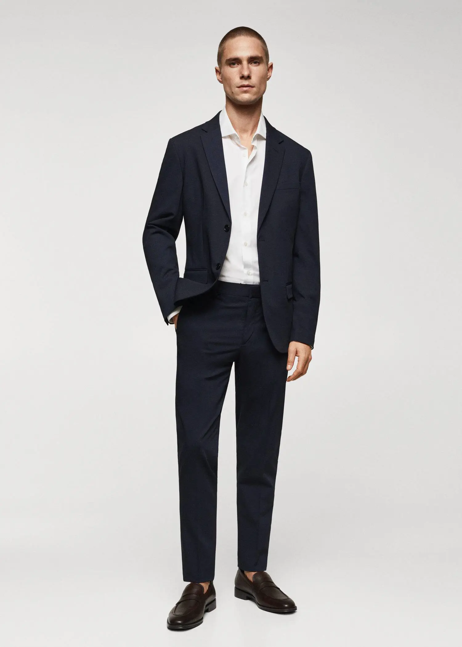 Mango Slim-fit cotton poplin suit shirt. 3