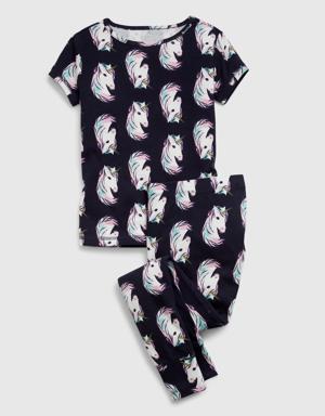 Kids 100% Organic Cotton Unicorn PJ Set blue