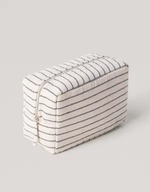 Striped cotton toiletry bag