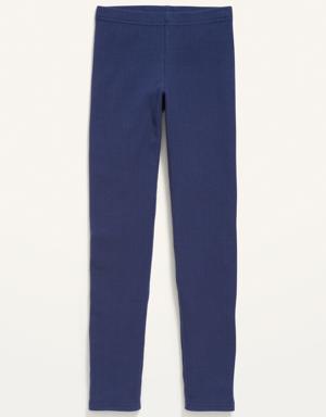 Full-Length Built-In Tough Rib-Knit Leggings for Girls blue