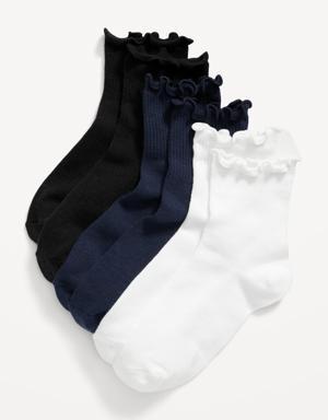 Old Navy Ruffle-Cuff Quarter-Crew Socks 3-Pack for Girls red