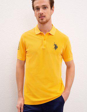 Erkek Koyu Sarı Polo Yaka T-Shirt Basic