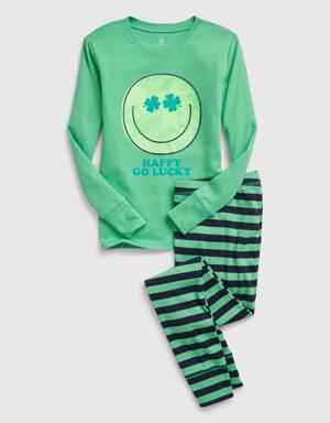 Kids 100% Organic Cotton Lucky PJ Set green