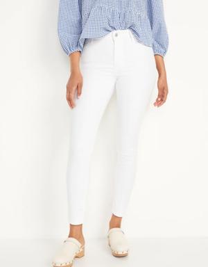High-Waisted Wow Super-Skinny White Ankle Jeans for Women white