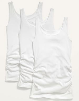 Old Navy Maternity First Layer Rib-Knit Side-Shirred Tank Top 3-Pack white