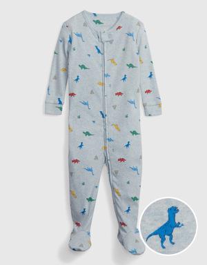 babyGap 100% Organic Cotton Dino PJ One-Piece blue