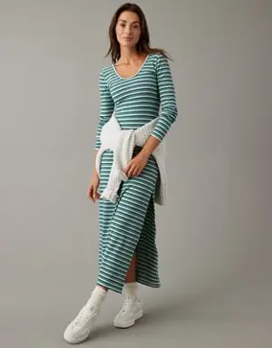 Long-Sleeve Knit Midi Dress