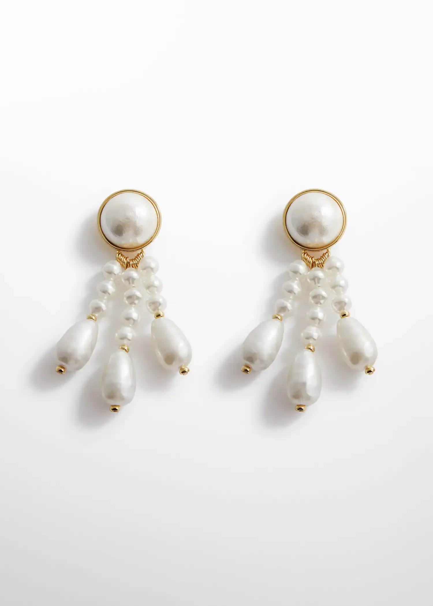Mango Pearl triple pendant earrings. 1