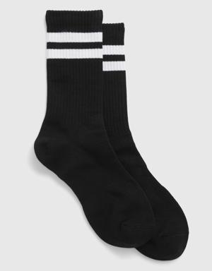 Stripe Quarter Crew Socks black