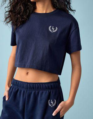 Cropped Embroidered Tee