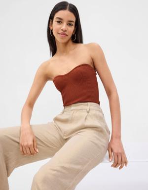 Rib Sweetheart Tube Top brown