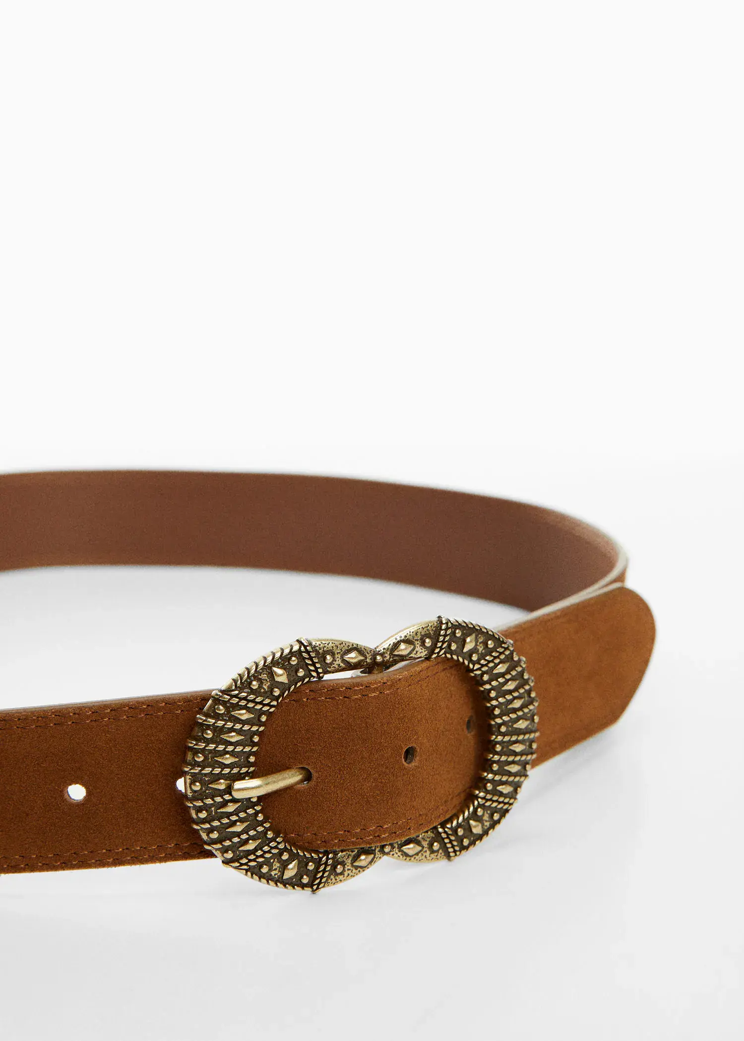 Mango Engraved buckle leather belt. 1