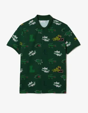 Lacoste Polo Holiday Regular Fit de hombre con estampado de cocodrilo