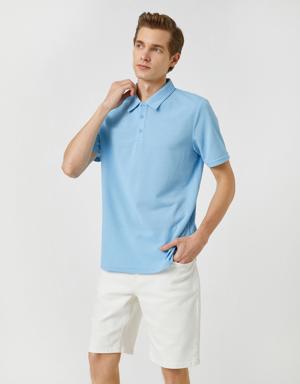 Basic Tişört Polo Yaka Düğmeli Kısa Kollu