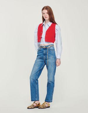 Cropped striped shirt Select a size and