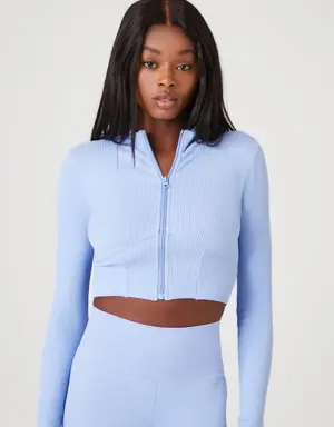 Forever 21 Active Seamless Zip Up Jacket Blue Moon