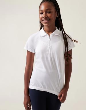 Girl Power Up Seamless Short Sleeve Polo white