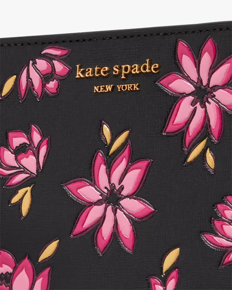 Kate Spade Morgan Winter Blooms Embossed Gussetted Wristlet. 3