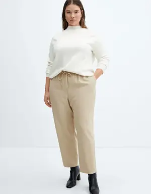 Flowy straight-fit pants with bow