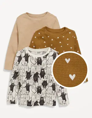 Unisex Long-Sleeve T-Shirt 3-Pack for Toddler brown