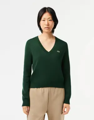 Lacoste V Neck Sweater in Double Sided Cotton