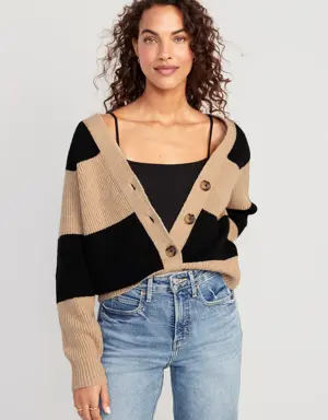 Shaker-Stitch Cardigan Sweater for Women brown