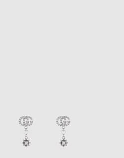 Flower and Double G earrings with diamonds