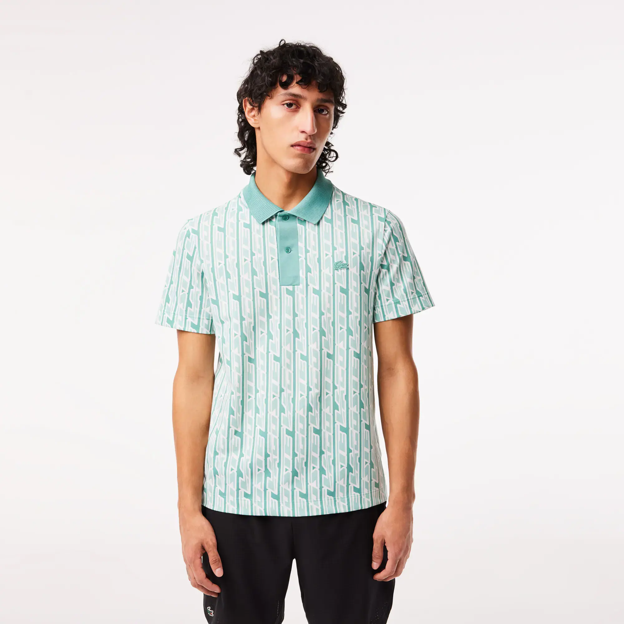 Lacoste Men's Two-Tone Printed Lacoste Movement Polo. 1
