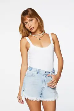 Forever 21 Forever 21 Frayed Denim Shorts Light Denim. 2