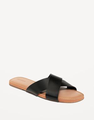 Old Navy Faux-Leather Cross-Strap Sandals for Women gray