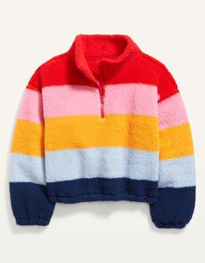 Cozy Sherpa Cropped Quarter-Zip Sweatshirt for Girls multi