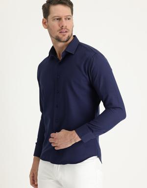 Uzun Kol Slim Fit Klasik Desenli Gömlek