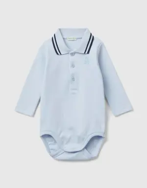 bodysuit polo in organic cotton