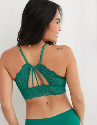 American Eagle Show Off Rooftop Garden Lace Padded Plunge Bralette. 2