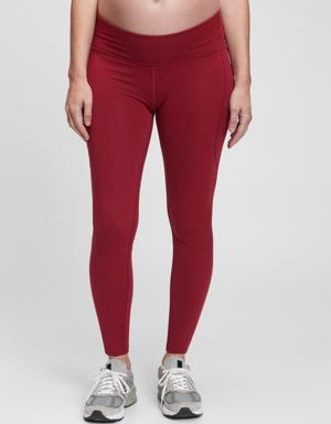 Maternity Recycled Under Belly 7/8 Power Leggings red