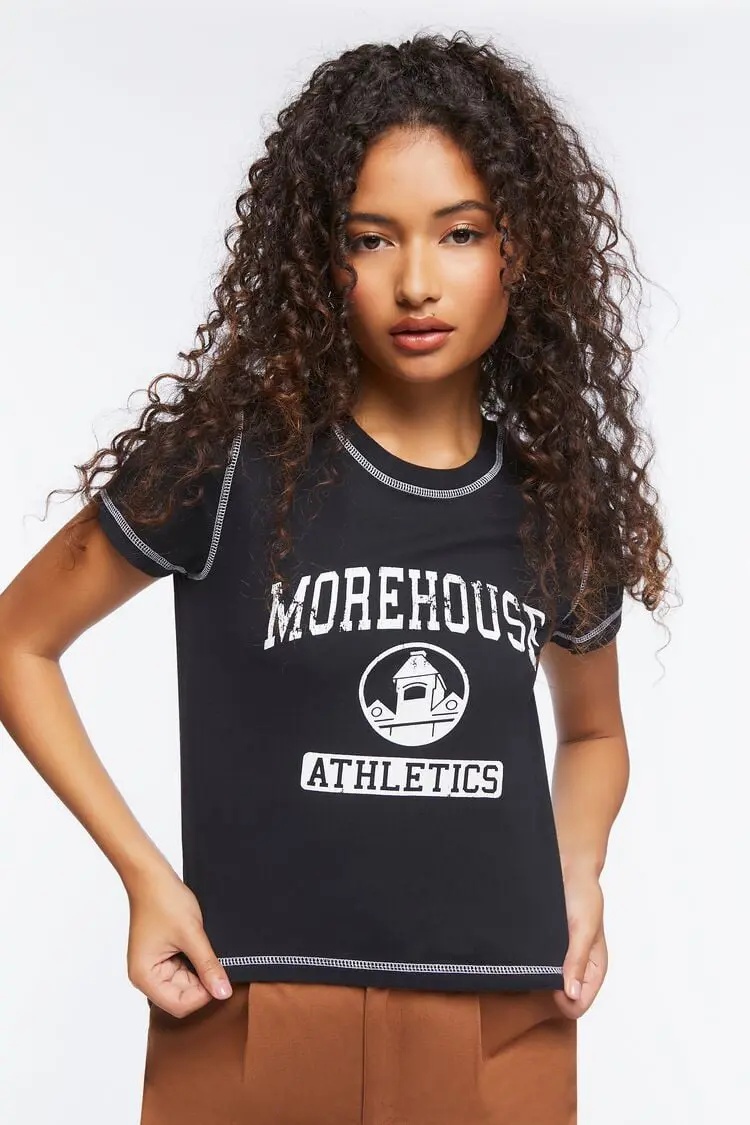 Forever 21 Forever 21 Morehouse Athletics Graphic Baby Tee Black/White. 1