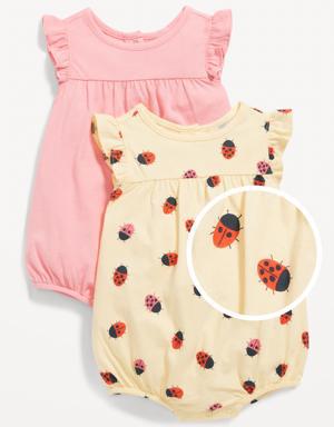 Old Navy Printed Flutter-Sleeve Jersey One-Piece Romper 2-Pack for Baby pink