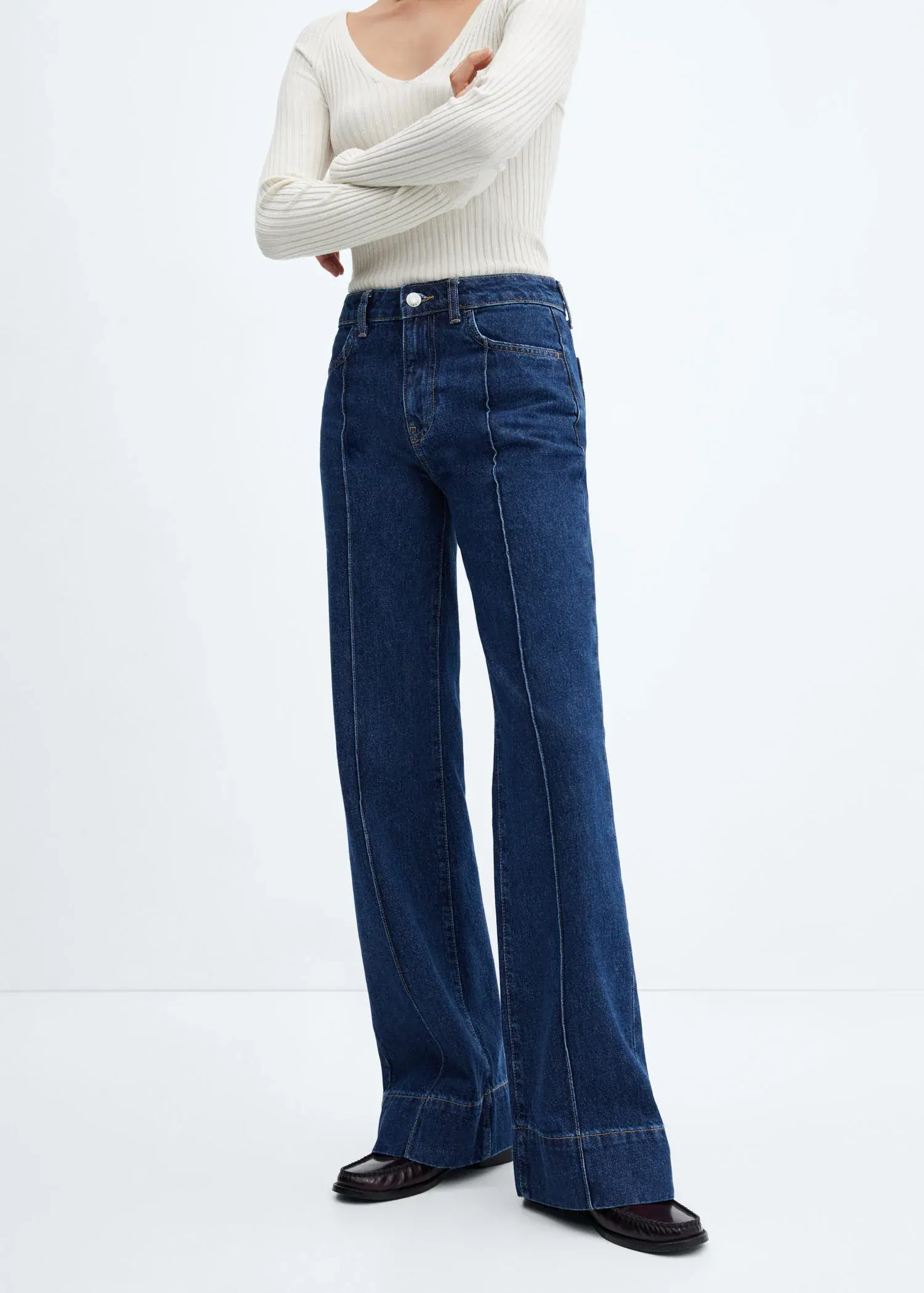 Mango Wideleg jeans with decorative seams. 2