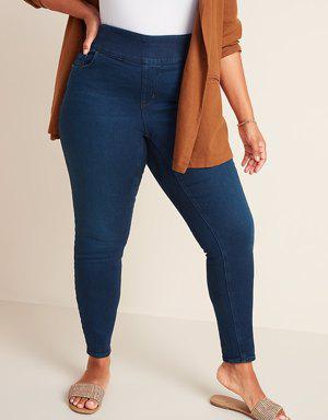 High-Waisted Pull-On Rockstar Super Skinny Plus-Size Jeggings blue