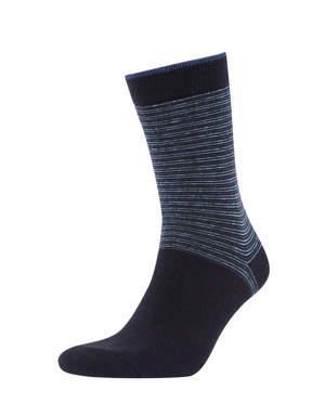Erkek Pamuklu Çizgili 3'lü Soket Çorap