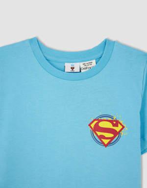 Erkek Çocuk Superman Bisiklet Yaka Kısa Kollu Tişört