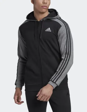 Adidas Veste à capuche entièrement zippée en molleton chiné Essentials