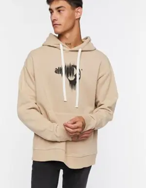Forever 21 Allnight Graphic Hoodie Taupe/Black