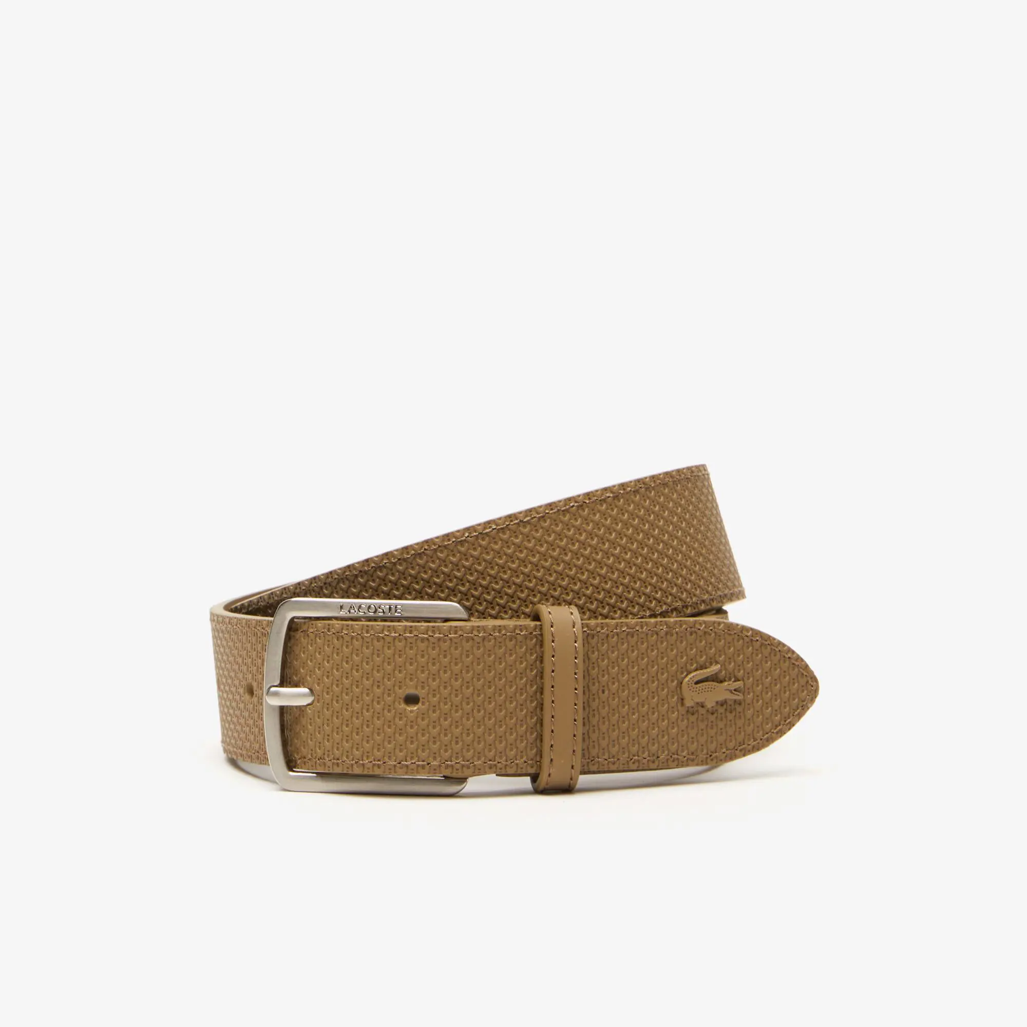 Lacoste Herren-Gürtel aus strukturiertem Leder mit gravierter Schnalle. 1 Lacoste Herren-Gürtel aus strukturiertem Leder mit gravierter Schnalle. 1