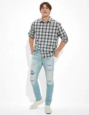 American Eagle AirFlex+ Temp Tech Patched Athletic Skinny Jean. 1 American Eagle AirFlex+ Temp Tech Patched Athletic Skinny Jean. 1