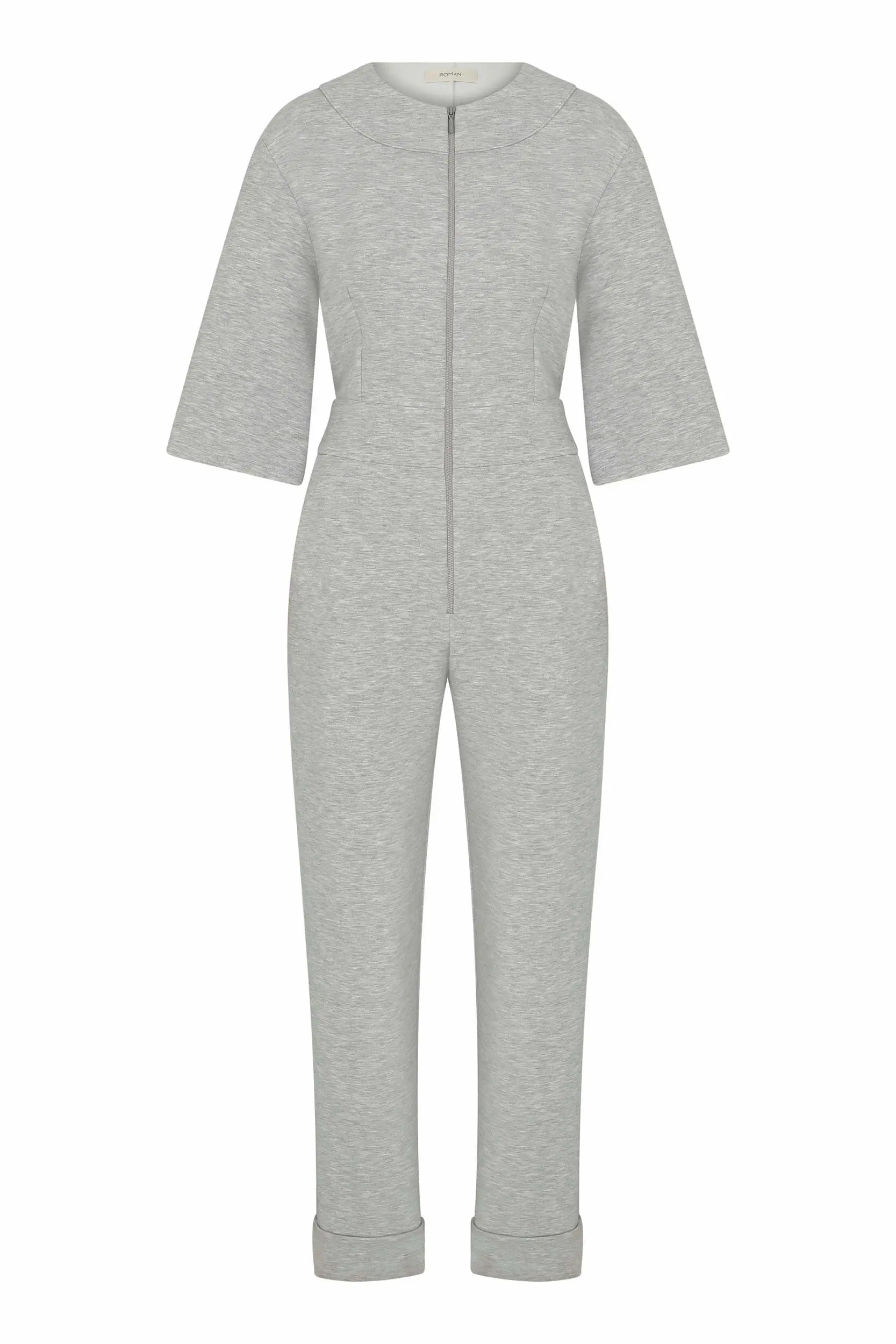 Roman Grey Textured Jumpsuit - 2 / GREY. 1