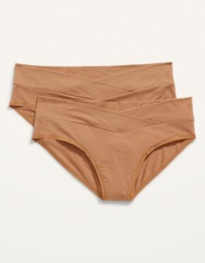 Old Navy Maternity 2-Pack Low-Rise Supima&#174 Cotton-Blend Below-Bump Bikini Underwear brown