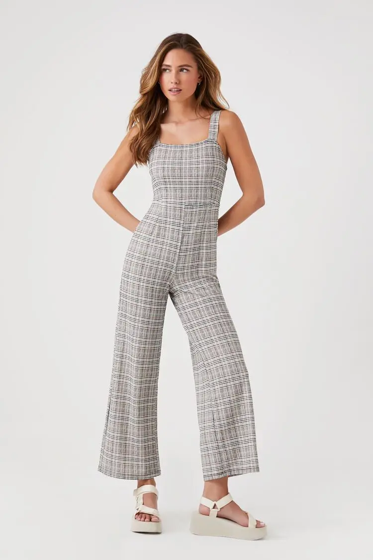 Forever 21 Forever 21 Plaid Wide Leg Jumpsuit Black/Multi. 1