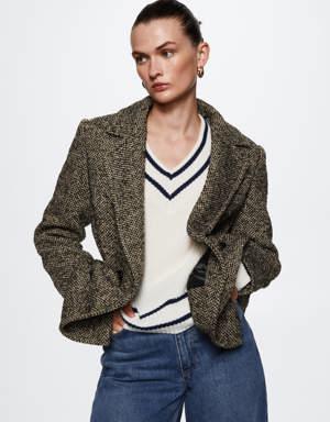 Textured flecked wool coat