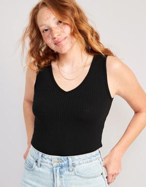 Old Navy Rib-Knit V-Neck Tank Top for Women black